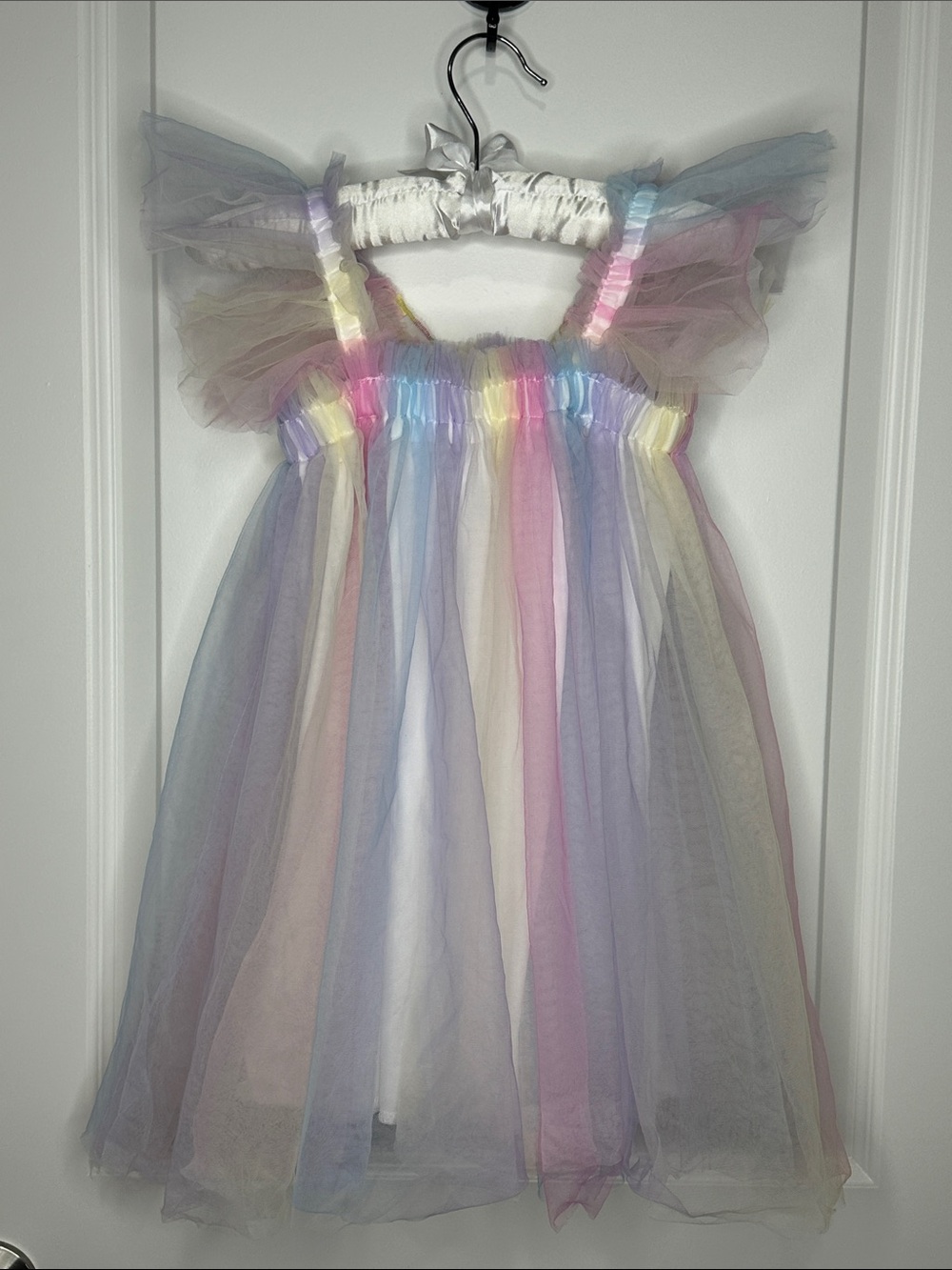 Pastel Rainbow Butterfly Tulle Dress for Girls